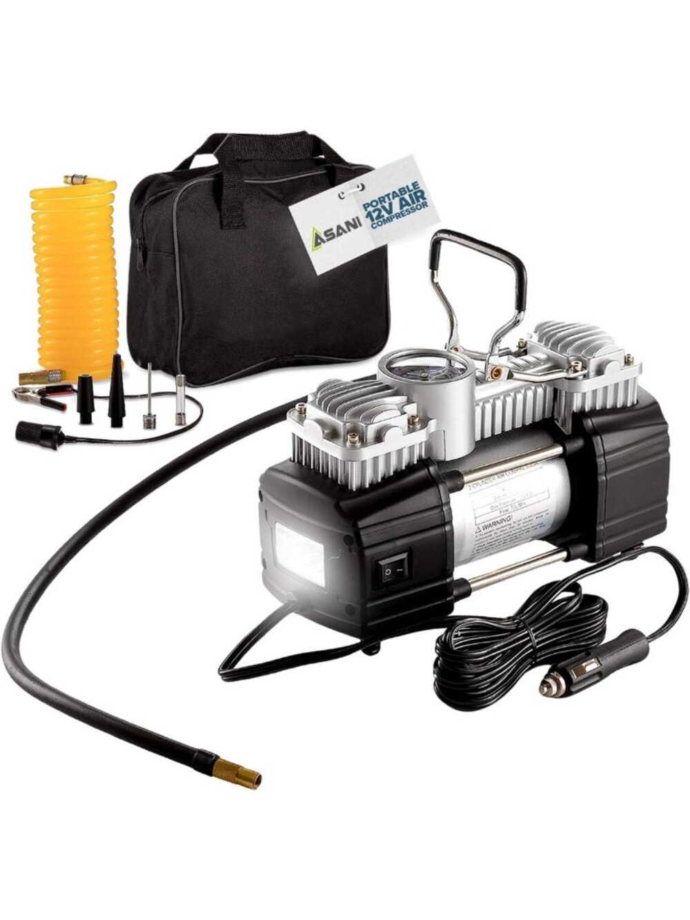 Portable 12V Air Compressor - 150 PSI Double Cylinder Tire Inflator for Cars